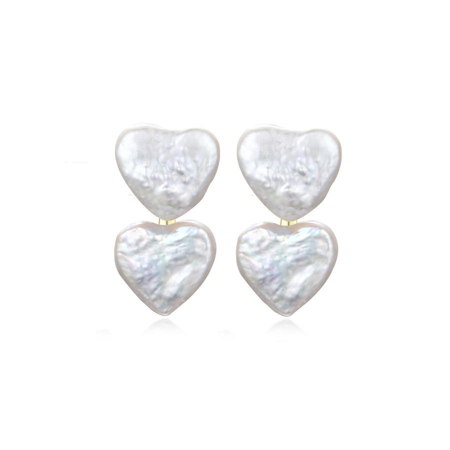 FRESH WATER PEARL DOUBLE HEART HEARING AID CHARM