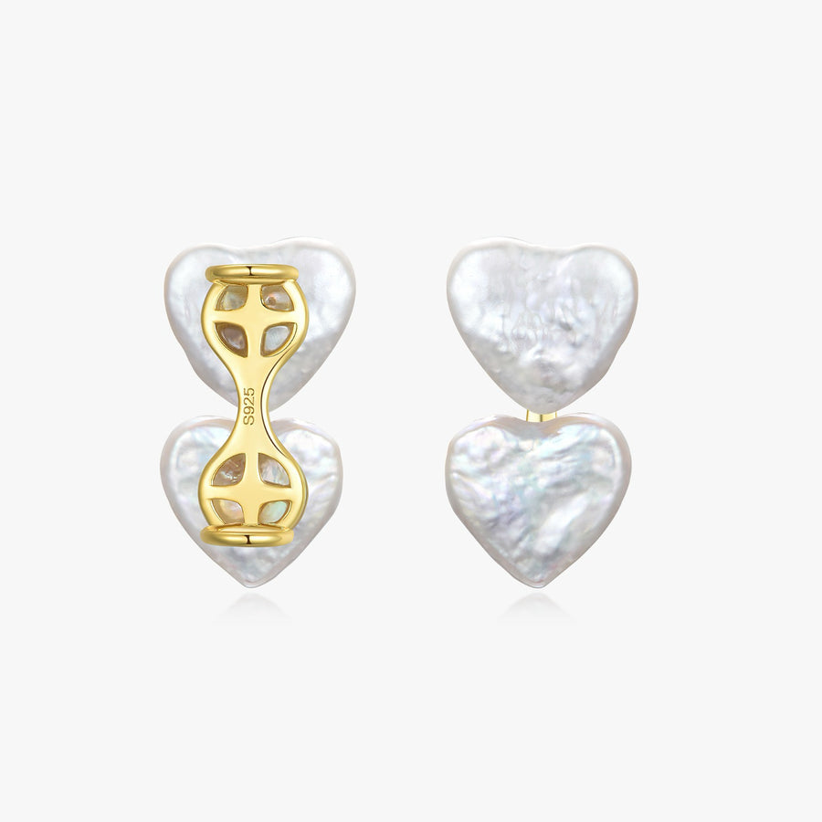 FRESH WATER PEARL DOUBLE HEART HEARING AID CHARM
