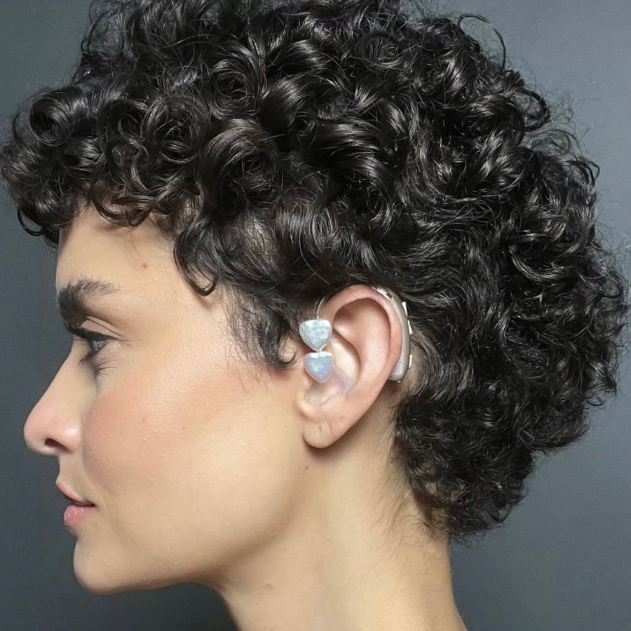 FRESH WATER PEARL DOUBLE HEART HEARING AID CHARM