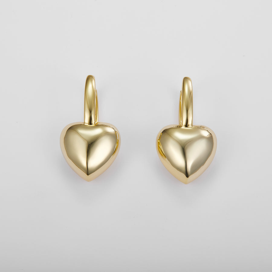 DROP HEART GOLD EARRINGS