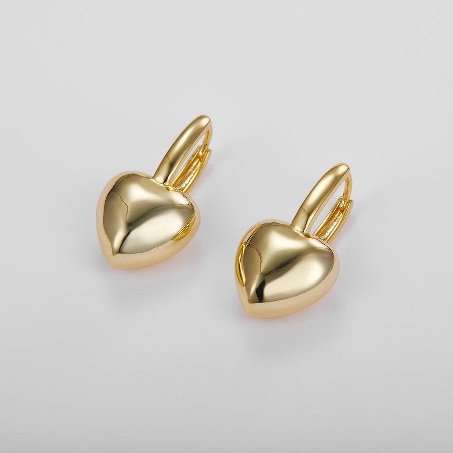 DROP HEART GOLD EARRINGS