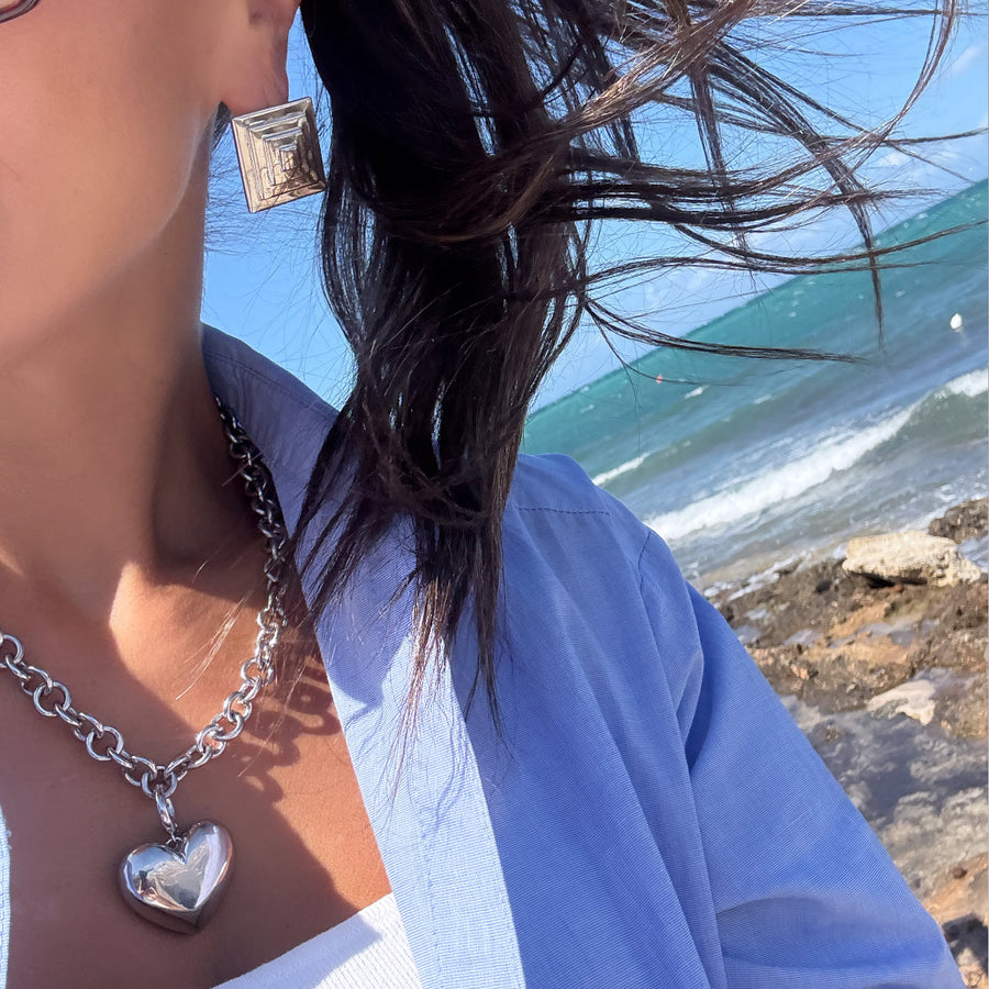 SILVER PINNACLE EARRINGS