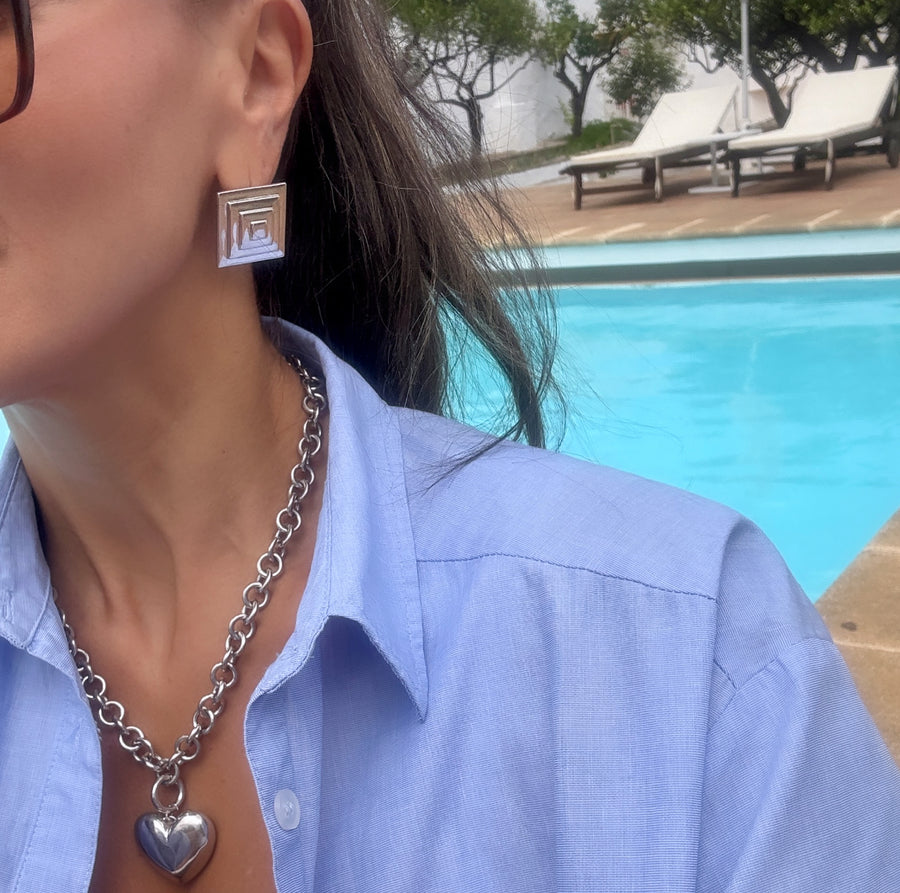 SILVER PINNACLE EARRINGS