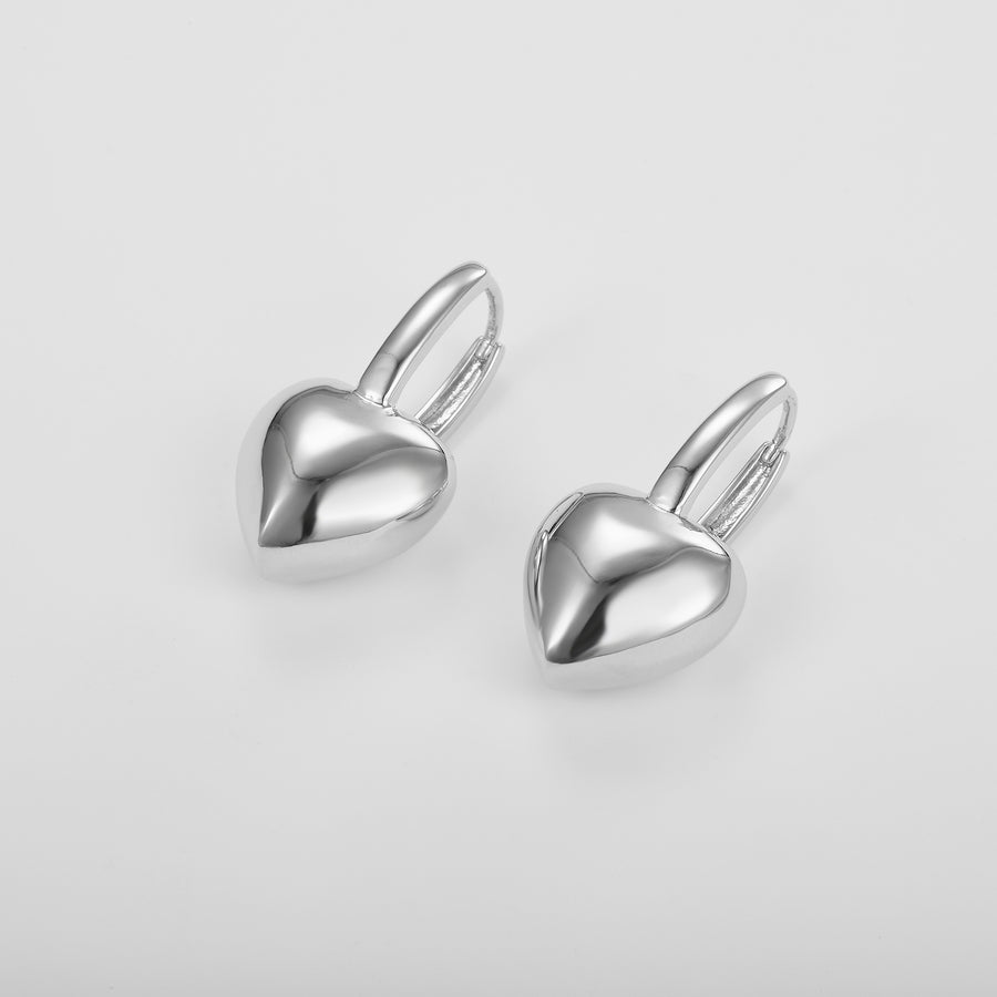 DROP HEART SILVER EARRINGS
