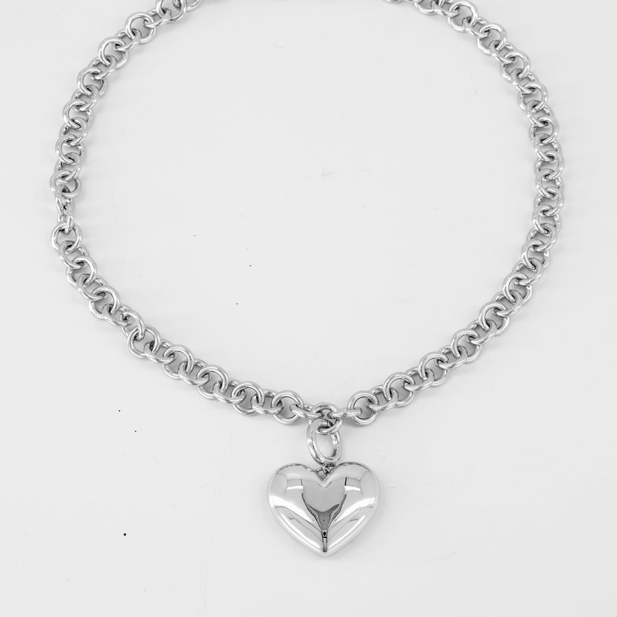 SCALA HEART NECKLACE IN SILVER