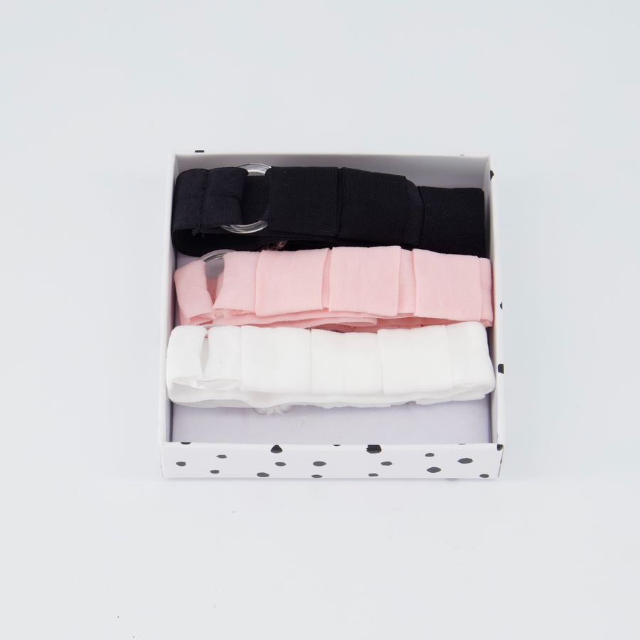 HEARING AID HEADBANDS IN PINK, BLACK AND WHITE