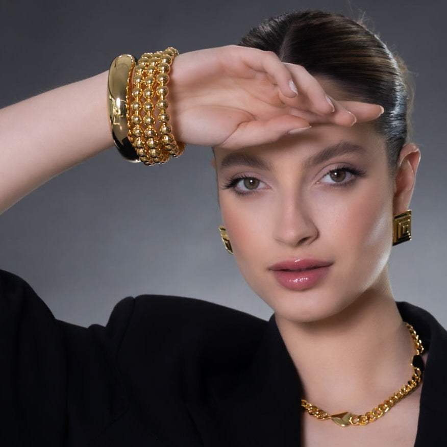 PINNA BEADED GOLD BANGLE