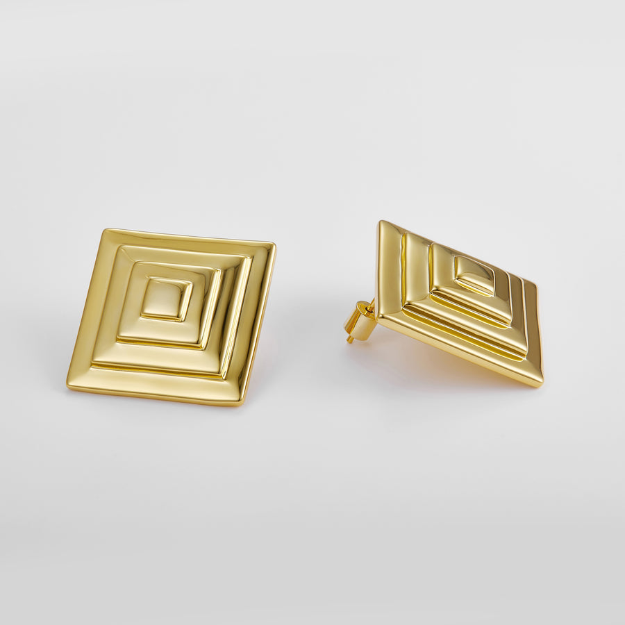 Gold square earrings 