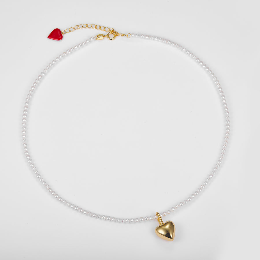 BUBBLE HEART NATURAL PEARL NECKLACE