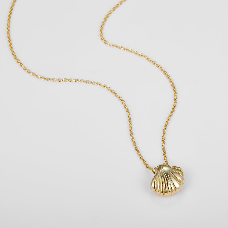 Gold necklace with a shell pendant 
