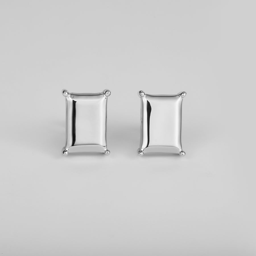 Pair of silver square stud earrings 