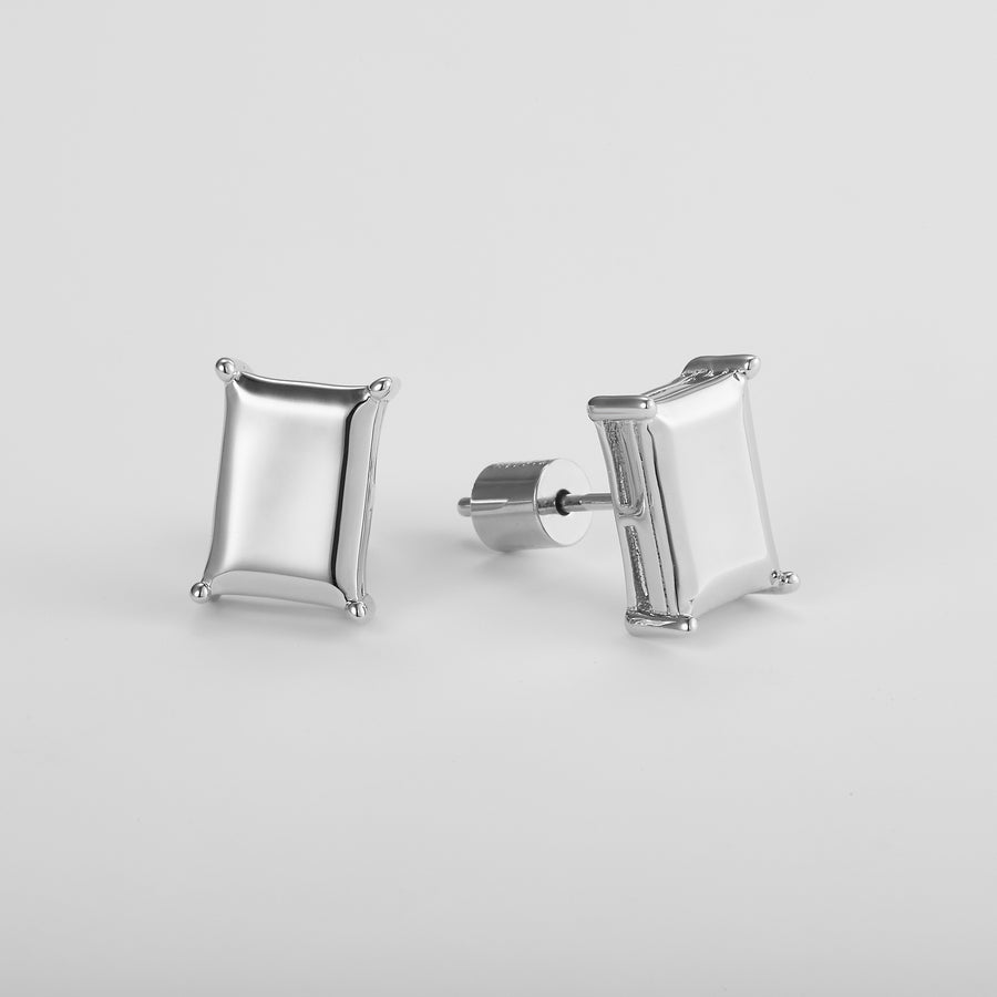 Pair of silver square stud earrings 