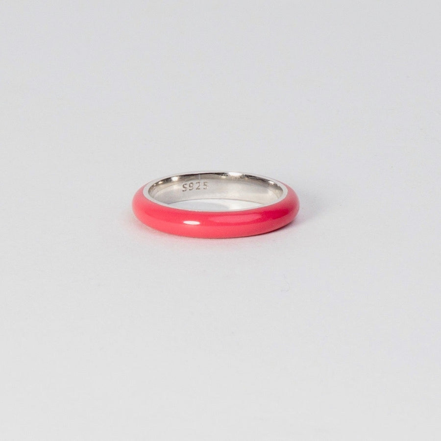 NOTCH ENAMEL RING IN PINK