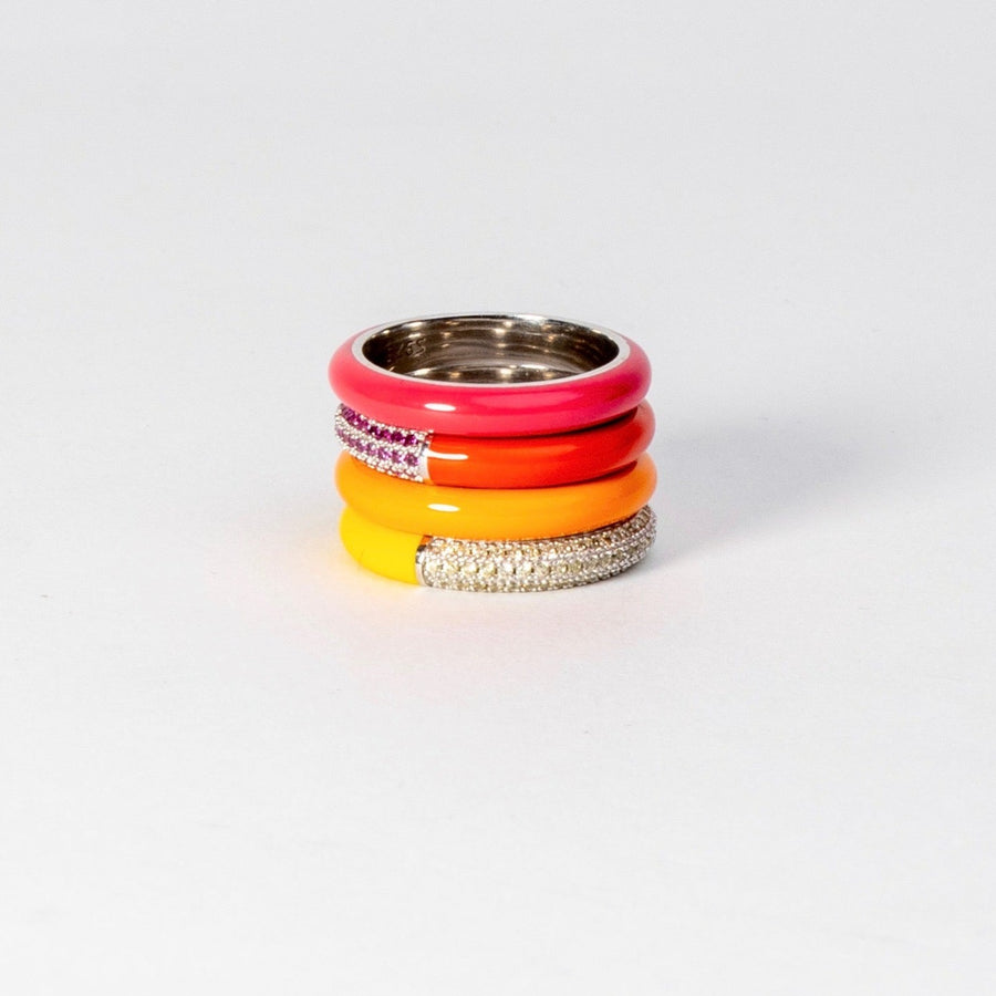 NOTCH ENAMEL RING IN PINK