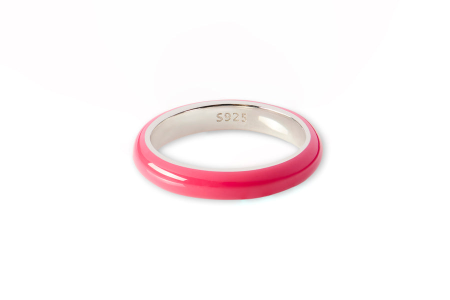 NOTCH ENAMEL RING IN PINK