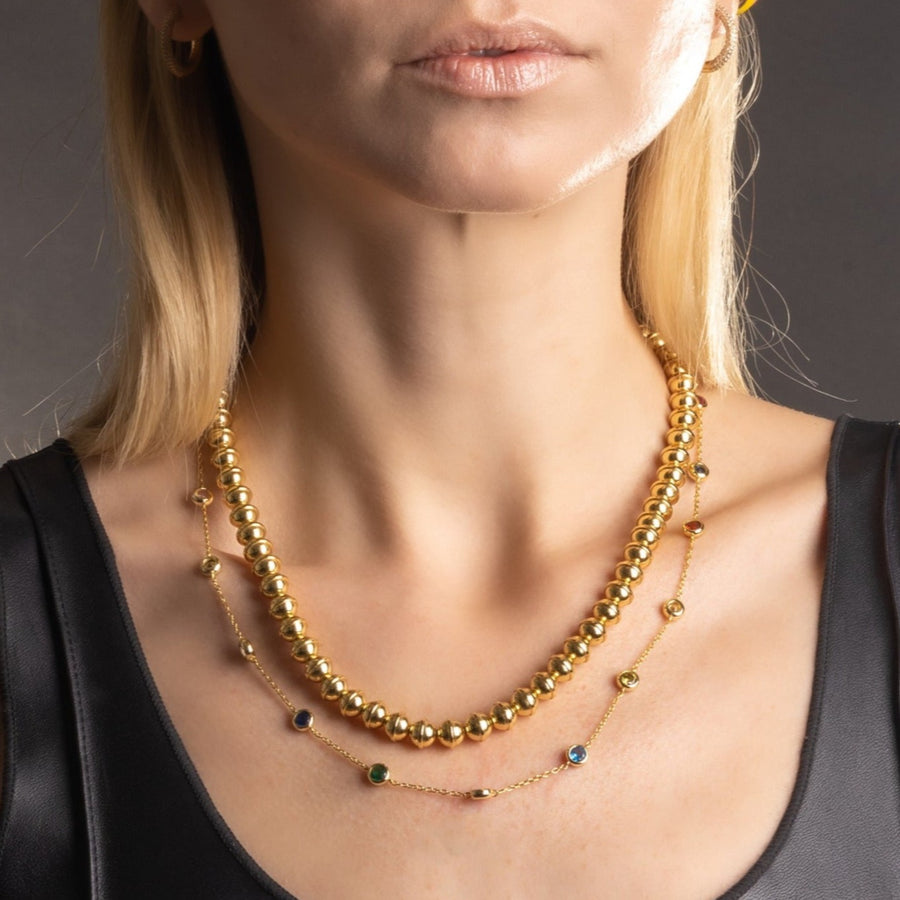 HEART LABYRINTH BEAD NECKLACE IN GOLD