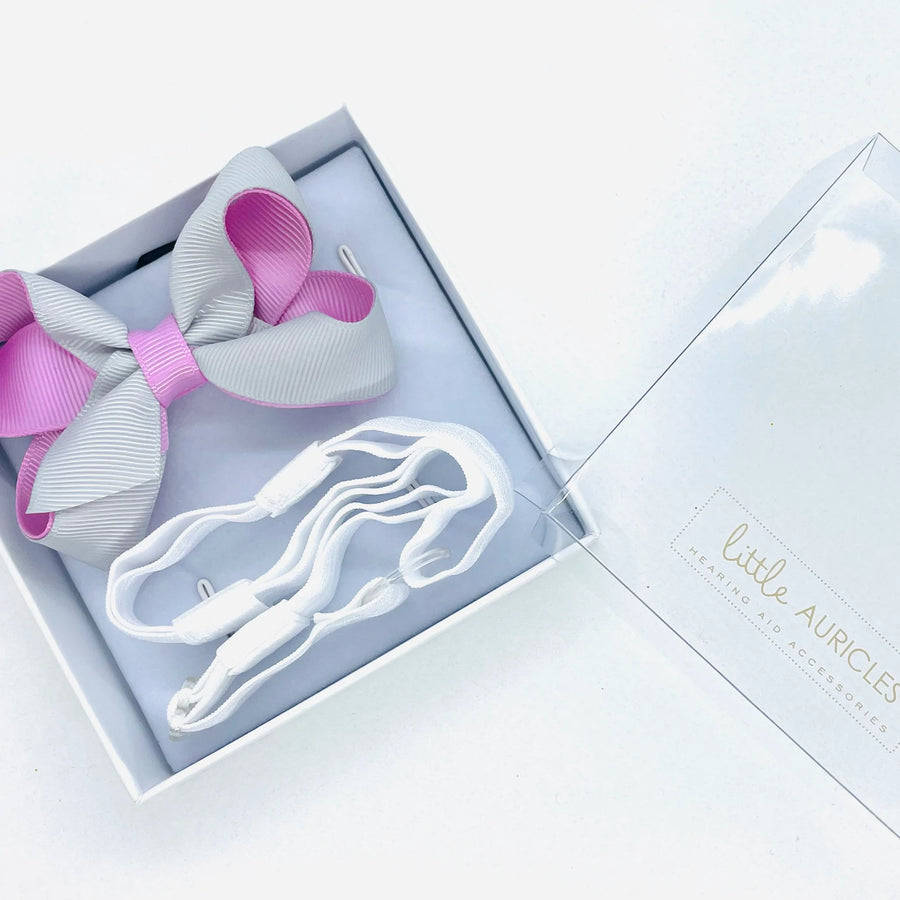 HEARING AID HEADBANDS - BABY PINK AND GREY