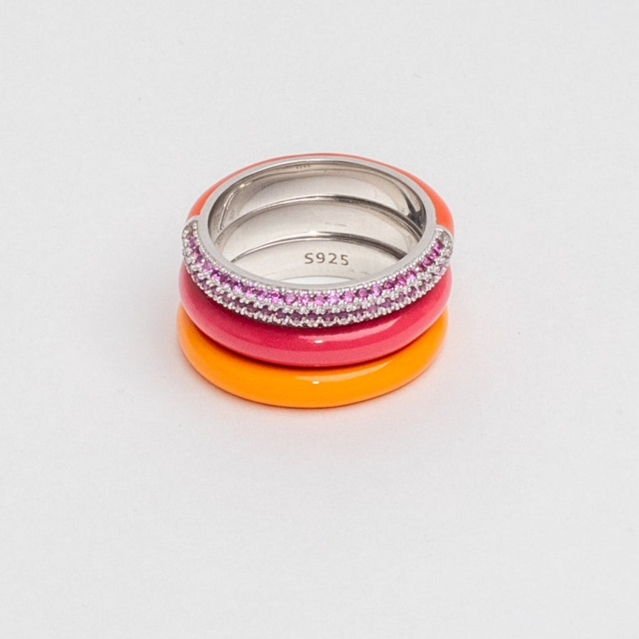 NOTCH ENAMEL RING IN PINK