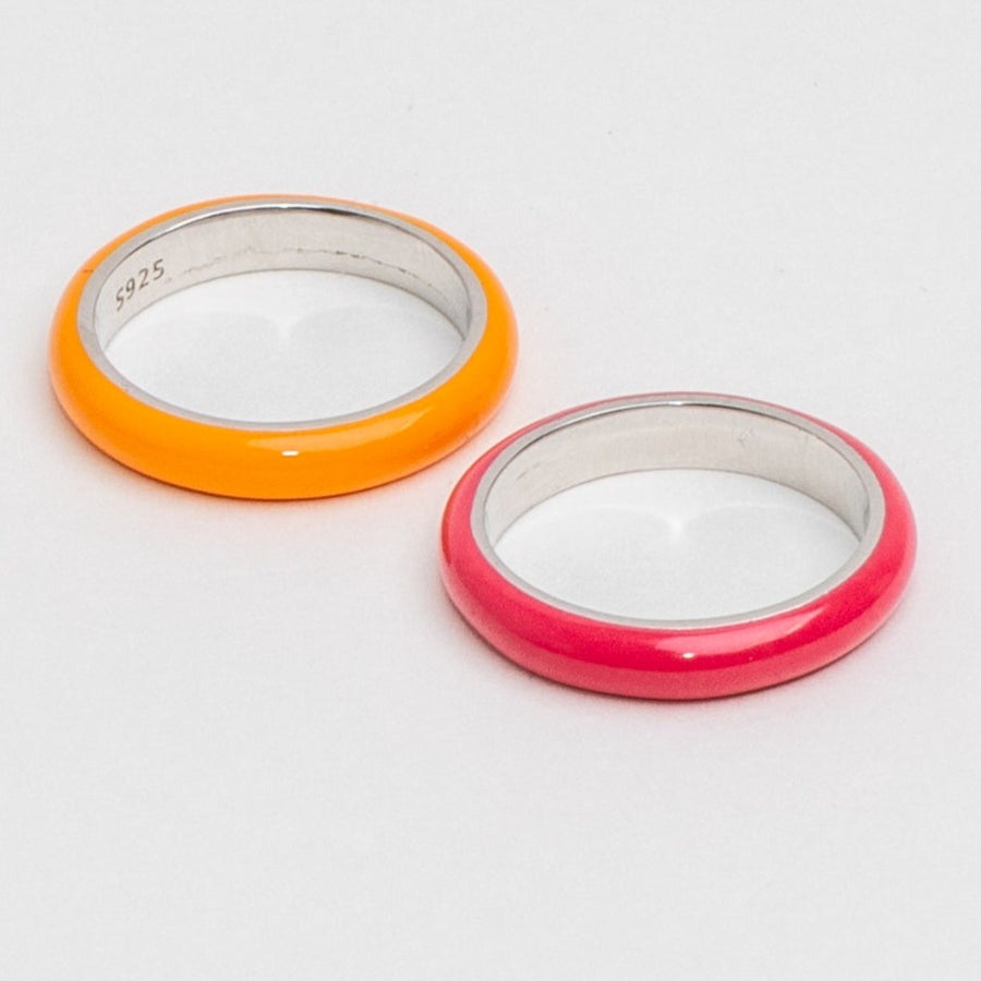 NOTCH ENAMEL RING IN PINK